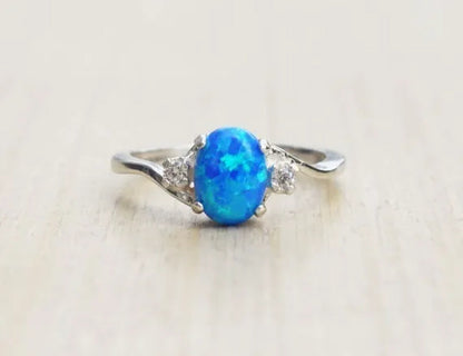 Exquisite Women wedding Jewelry Oval Cut Opal Jewelry Birthday Proposal Gift Bridal Engagement Party Band Rings Size 5 - 11