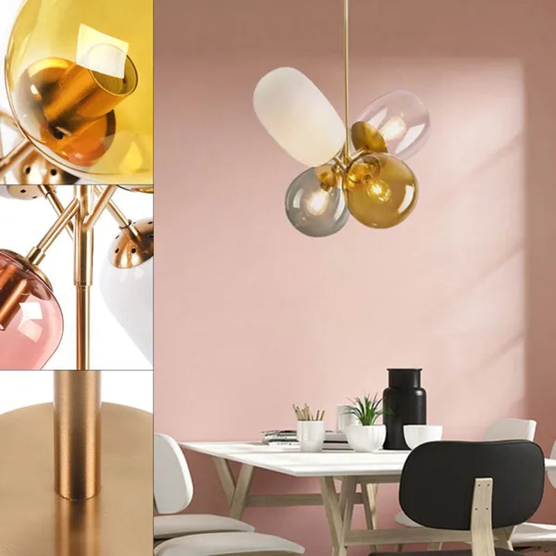 Glass Ball LED Pendant Lamp Chandelier Ceiling Light Child's Room Modern Colored