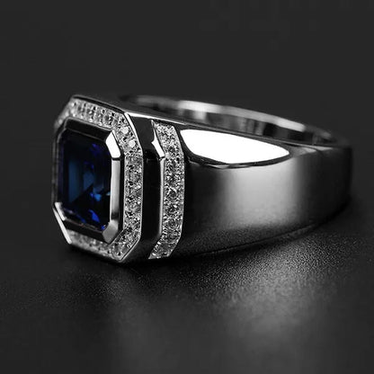 Luxury Men'S Fashion Jewelry Accessories 925 Sterling Silver Rings for Men Natural Gemstones Sapphire Ring Wedding Band Engagement Diamond Ring Fine Jewelry Mens Ring