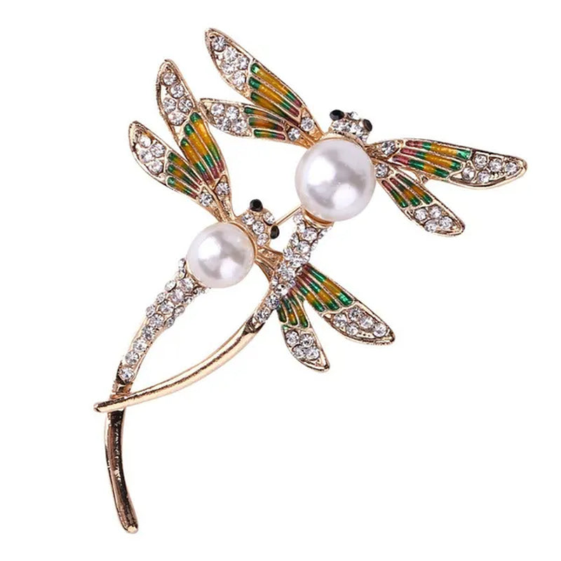 New Classic Painted Dragonfly Shell Pearl Insect Brooch Clothing Accessories Pin Brooches Women Girls Jewelry Gifts  65X50X20mm