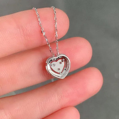 New Fashion Micro Pave 0.34Ct Diamond Lover Heart Pendant Necklace for Women Romantic Wedding Party Necklace