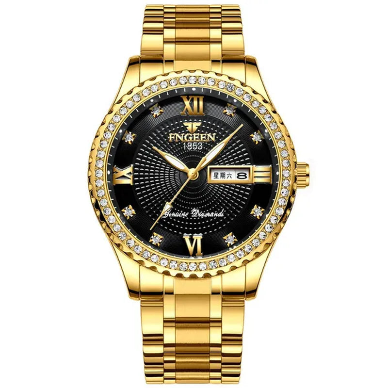 Men Watch, 30M Waterproof Stainless Steel Wrist Watches, Business Dress Casual Analog Quartz Diamond Watch, Classic Luxury Chronograph Wristwatches for Men