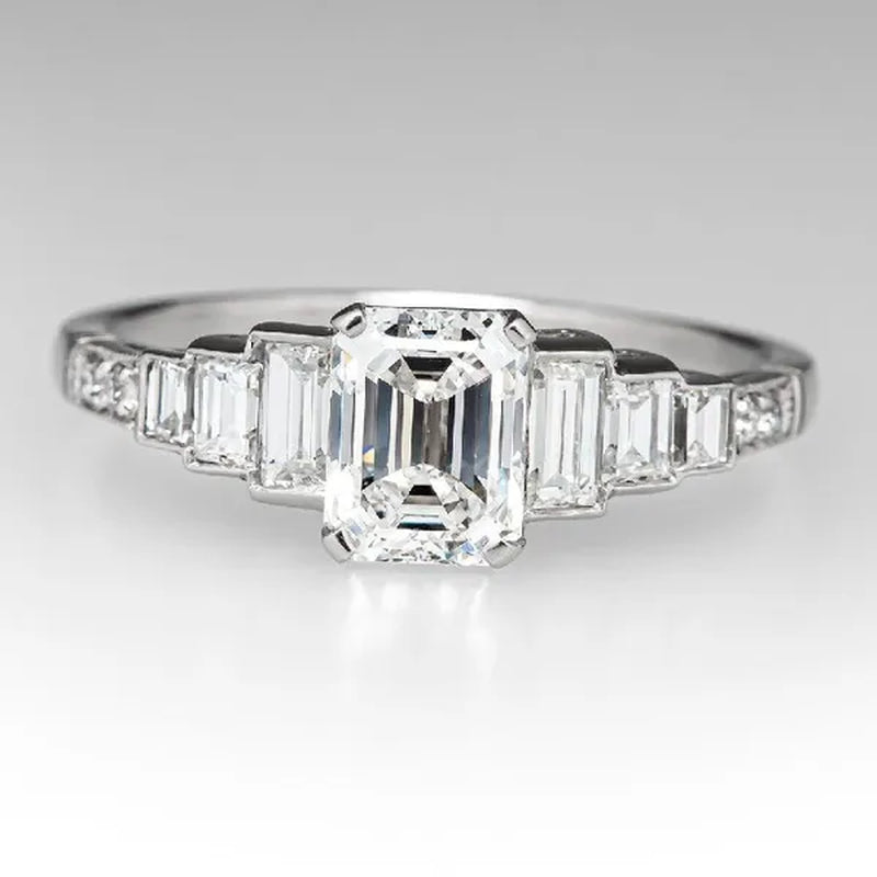 Square 925 Silver Plated Cubic Zirconia Ring Elegant Bridal Engagement Promise Rings Fashion Wedding Jewelry Party Gift