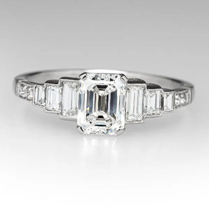 Square 925 Silver Plated Cubic Zirconia Ring Elegant Bridal Engagement Promise Rings Fashion Wedding Jewelry Party Gift