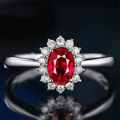 New Ruby Diana Sunflower Lady Ring Classic Living Mouth Design Women'S Ring