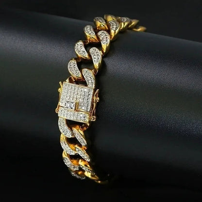 Christmas Mens Womens Diamond 925 Silver Plated Bracelet  Hiphop &Curb Cuban Bracelets