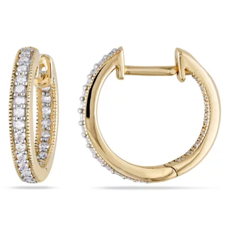 0.22 CT. T.W. inside outside Diamond Hoop Earrings in 14K Gold