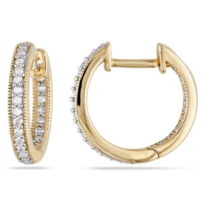 0.22 CT. T.W. inside outside Diamond Hoop Earrings in 14K Gold