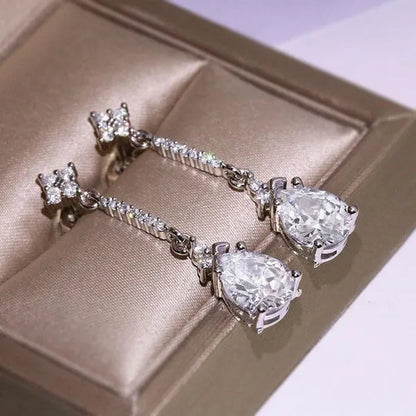 Trendy Teardrop Cubic Zirconia Dangle Earrings for Women Bridal Wedding Earrings Drop Earrings