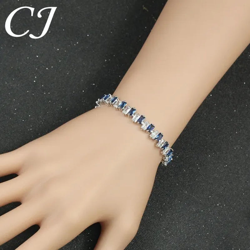 CANDICE Hottest Yellow Gold Plated Tennis Bracelet for Women Shiny Baguette Cubic Zircon Setting Gorgeous Party Jewelry Accessories