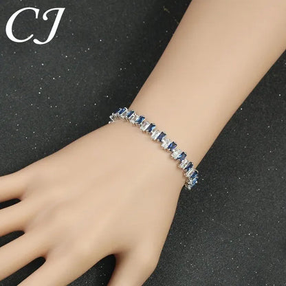 CANDICE Hottest Yellow Gold Plated Tennis Bracelet for Women Shiny Baguette Cubic Zircon Setting Gorgeous Party Jewelry Accessories