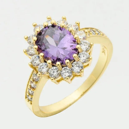 5-Color Noble 3.16ct Sapphire/White/Emerald/Ruby/Amethyst Diamonique Wedding Engagement 14k Yellow Gold Filled Ring Size6-11