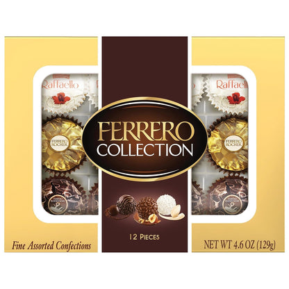 , 12 Count, Premium Gourmet Assorted Hazelnut Milk Chocolate, Dark Chocolate and Coconut Chocolates, Chocolate Gift Box, 4.6 Oz