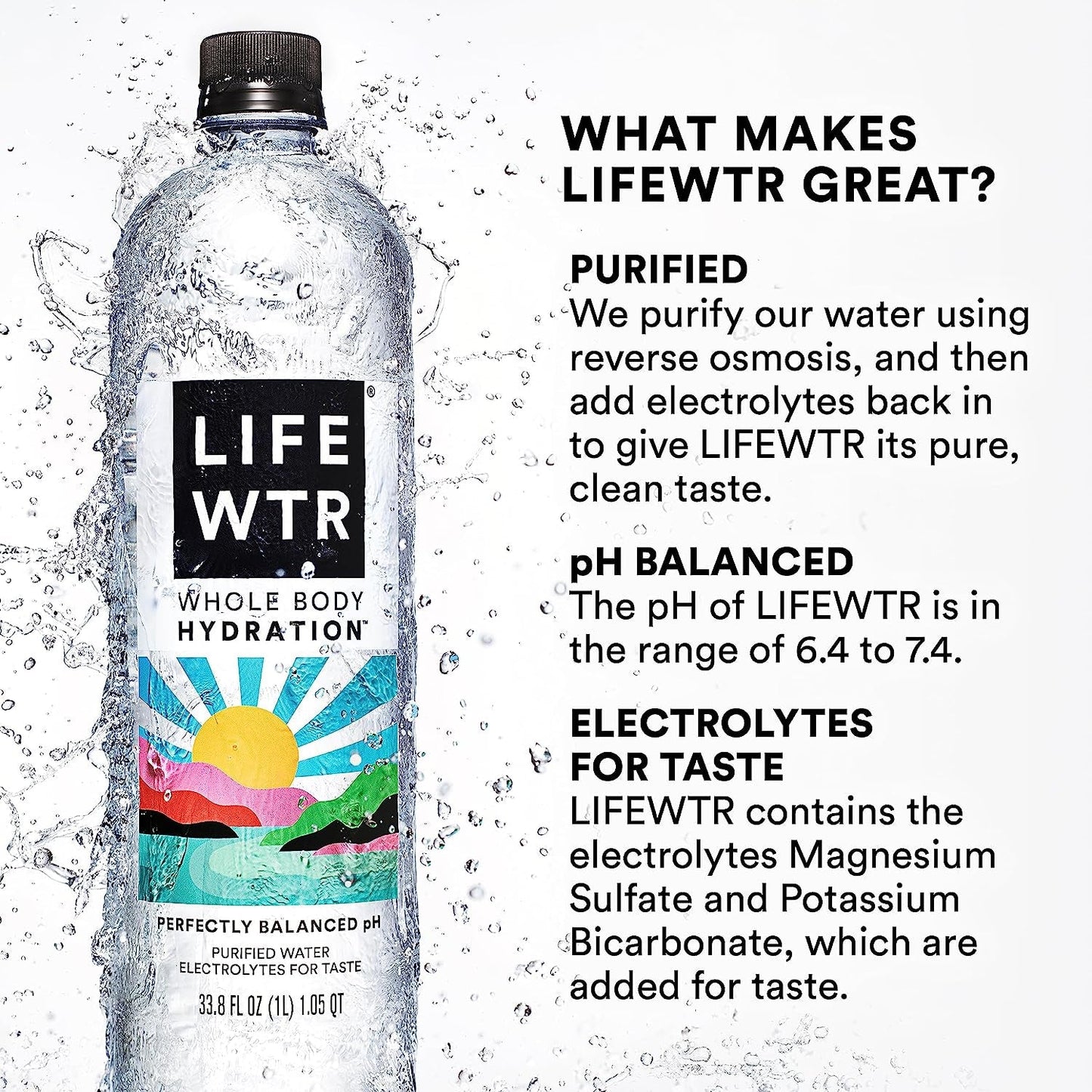 Premium Purified Water Ph Balanced with Electrolytes, 100% Recycled Plastic Bottles, 16.9 Fl Oz Bottles, 500Ml (Pack of 12)