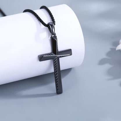 Black Cross Necklace for Men 925 Sterling Silver Cross Pendant Necklace Cross Jewelry Gifts for Men Women