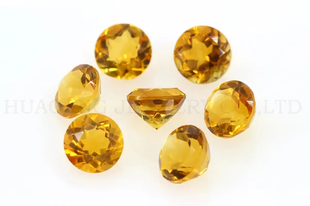 Dark Color Citrine Natural Loose Gemstone Round Shape Facetted Cut Size 1.0~6mm For DIY Jewelry Making