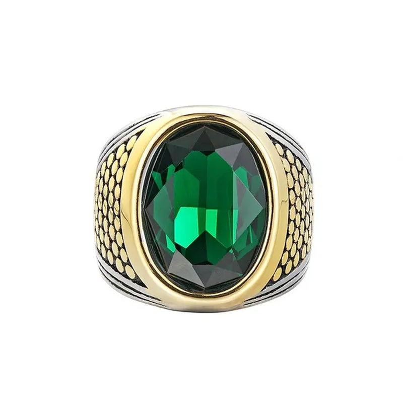 Business Men's Fashion Ring Red Zircon Ring Wedding Engagement Party Jewelry