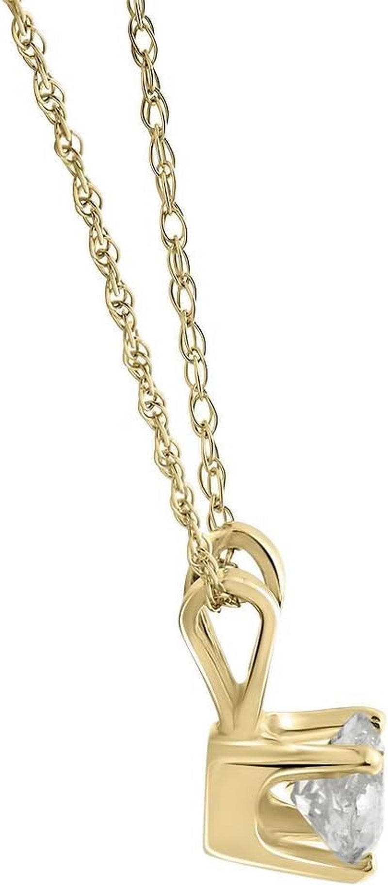 14K White or Yellow Gold 1/3 Ct Diamond Round-Cut Natural Solitaire Pendant Women'S 18" 14K Gold Chain Necklace