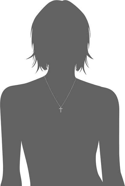 Platinum or Gold Plated Sterling Silver Cross Pendant Necklace with Infinite Elements Zirconia, 18"