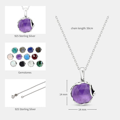 925 Sterling Silver Purple Amethyst Large Pendant; Natural February Birthstone round Pendant; Unique Jewelry for Women ; Handmade Vintage Style Amethyst Necklace for Classy Women