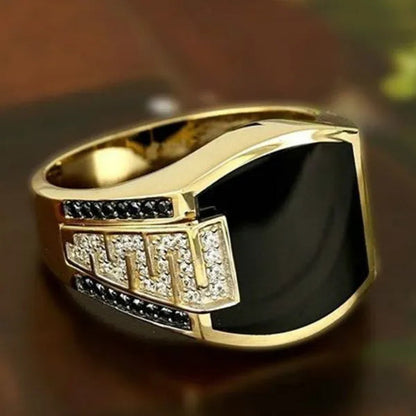 Business Men'S Fashion Jewelry Natural White Sapphire Black Diamond Ring Luxury Men'S Engagement Wedding Ring Anniversary Business Banquet Party Jewelry Size US6-14