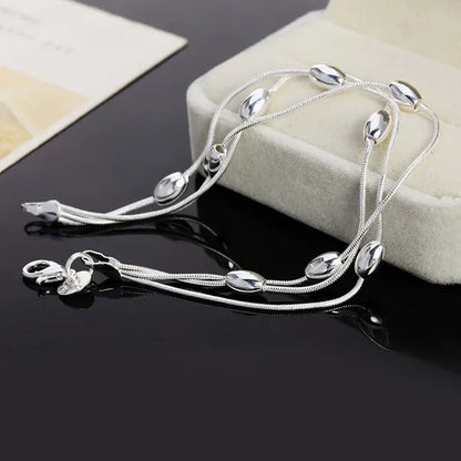 HOT! Fashion Exquisite 925 Sterling Silver Beads Chain Beautiful Bracelets for Women Fashion Wedding Cute Charm Bracelets Jewelry