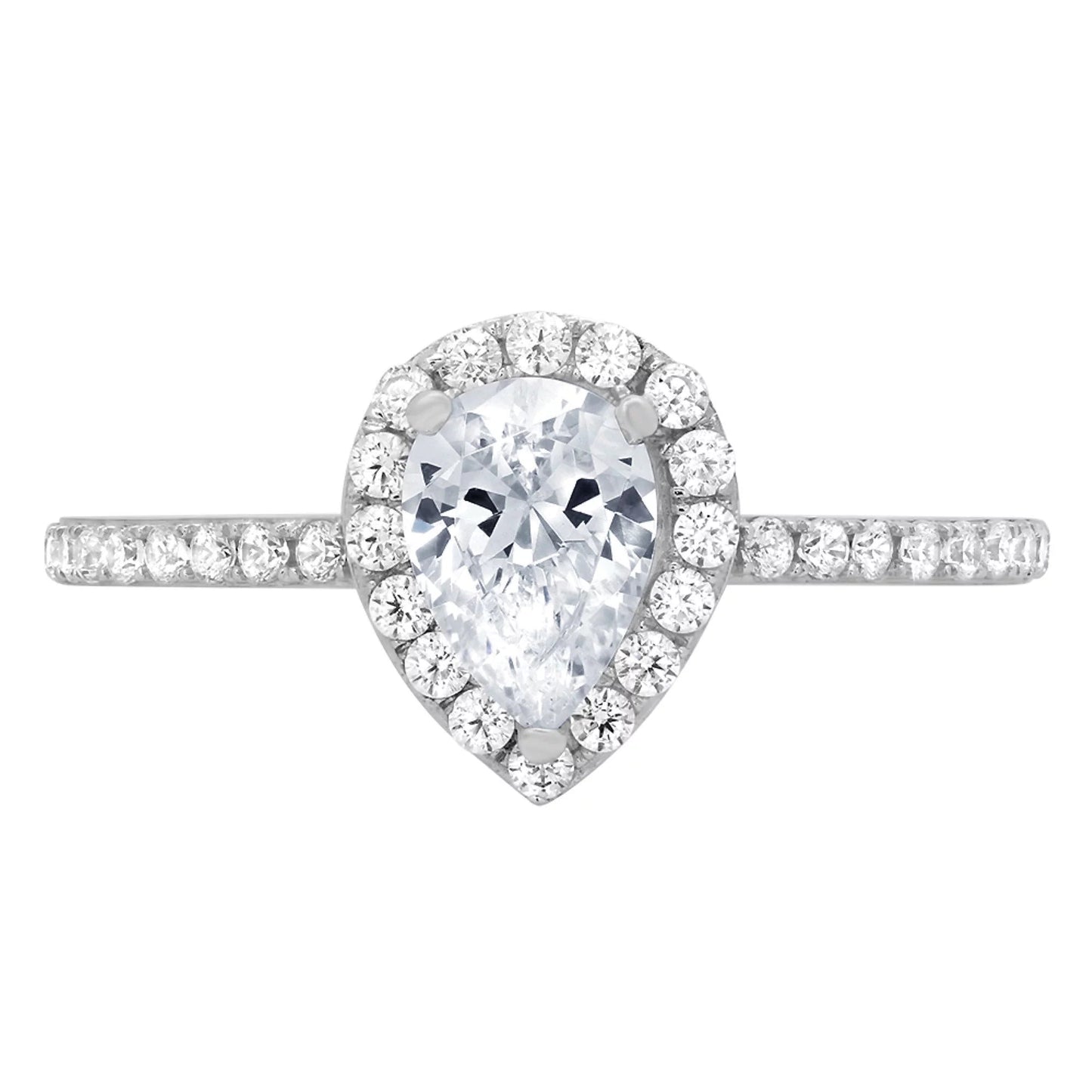 0.8 Ct Brilliant Pear Cut Simulated Blue Diamond 14K White Gold Halo Solitaire with Accents Engagement Ring SZ 11
