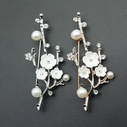 Natural Plum Blossom Brooches Pins For Women Vintage Freshwater Pearl Brooch Bouquet For Wedding Party