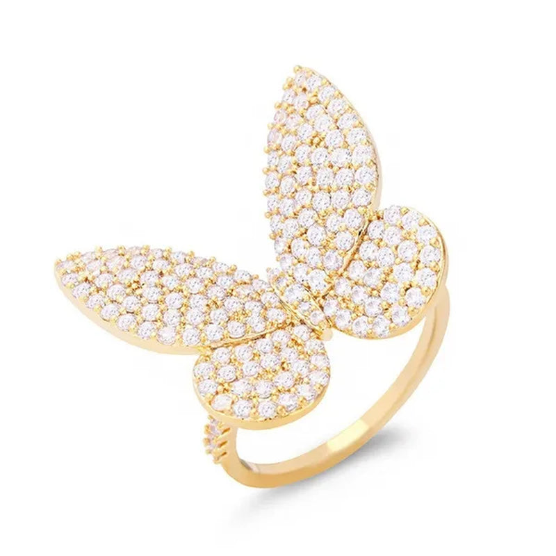 Silver Ring Butterfly Ring Statement Crown Ring Natural Gemstones Ring Wedding Bride Engagement Band Charm Party Ring Jewelry