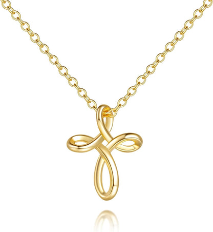 Cross Necklace for Women 14K Gold Cross Necklaces for Women Gold Crosses Chain Necklaces for Womens Distinctive Twisted Design Crosses Chain Pendant Necklace for Womens