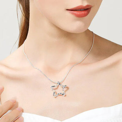 High Quality 925 Sterling Silver Starfish Pendant Necklace 16-30 Inch Snake Chain For Women Fashion Wedding Engagement Jewelry Gift