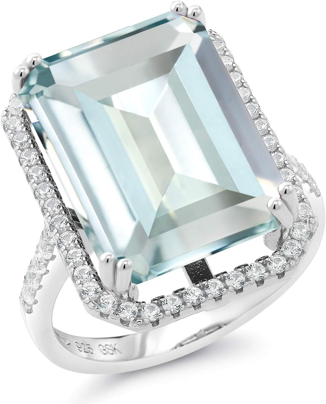 10-20 Cttw Gemstone Birthstone Engagement Ring | 925 Sterling Silver | Emerald Cut 18X13MM | Wedding Anniversary Promise Ring for Women | Available in Size 5, 6, 7, 8, 9