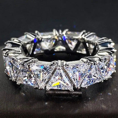 2.0ct Triangle Cut Diamonds Eternity Band Bridal Engagement Rings for Women Wedding Party Jewelry Gift