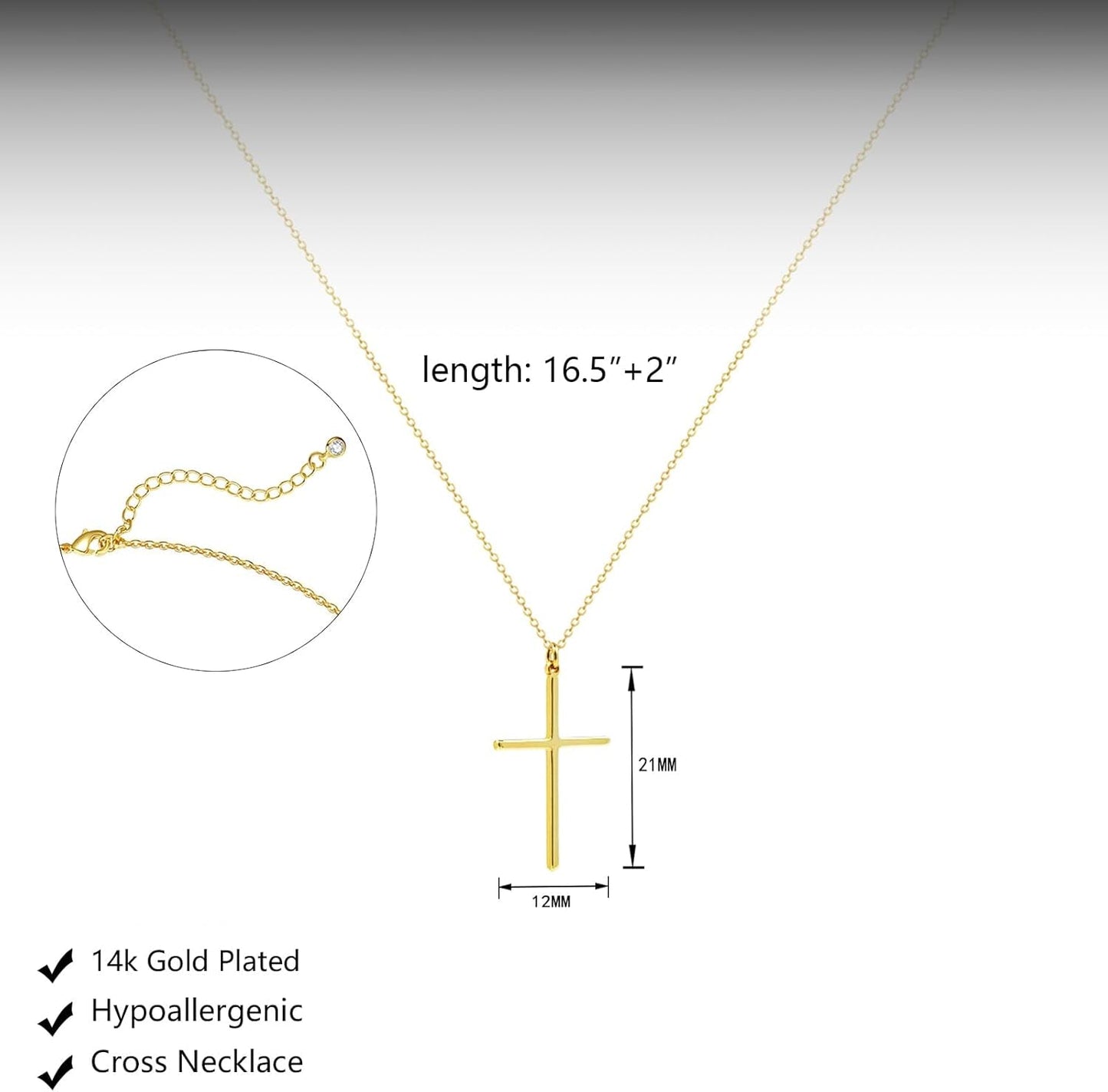 Cross Necklace for Women - 18K Gold Plated Cross Pendant Necklace Dainty Simple Gold Cross Necklace Tiny Gold Cross Necklaces for Women Trendy Gold Jewelry for Women Gift