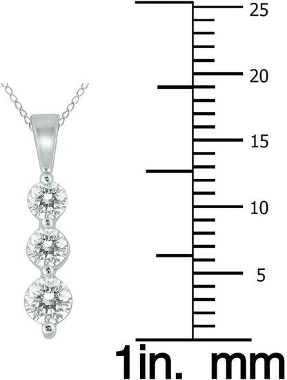 1/2 Carat TW Three Stone Diamond Pendant Available in 10K White and Yellow Gold