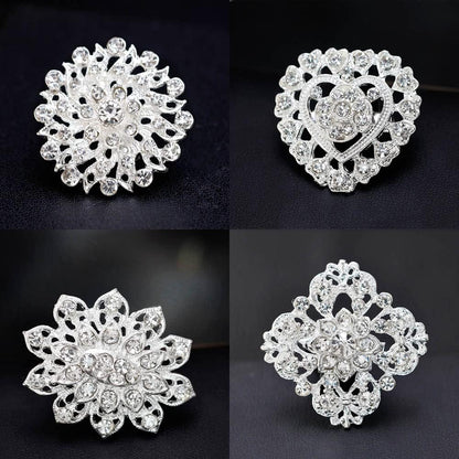 24Pcs Lot Rhinestone Crystal Flower Brooches Pin Set