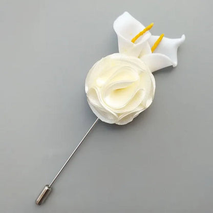 10pcs/lot Handmade Mini Calla Bride Groom Corsage Bridesmaid Sister Dress Flower Boutonniere Men's Suit Brooch Pin Wedding flower