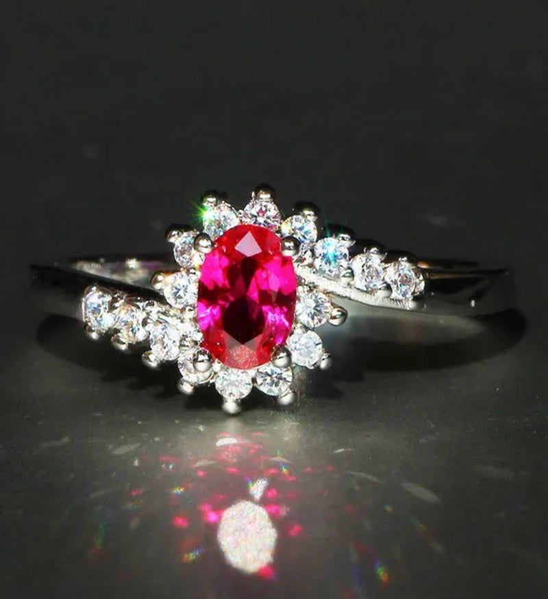 Exquisite  Silver Natural Sapphire Gemstones Opal Birthstone Bride Princess Wedding Engagement Strange Ring Size 6 7 8 9 10