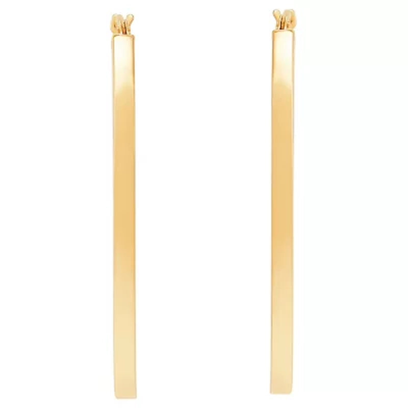Polished Square Oval Tube Hoop Earrings in 14K Yellow Gold