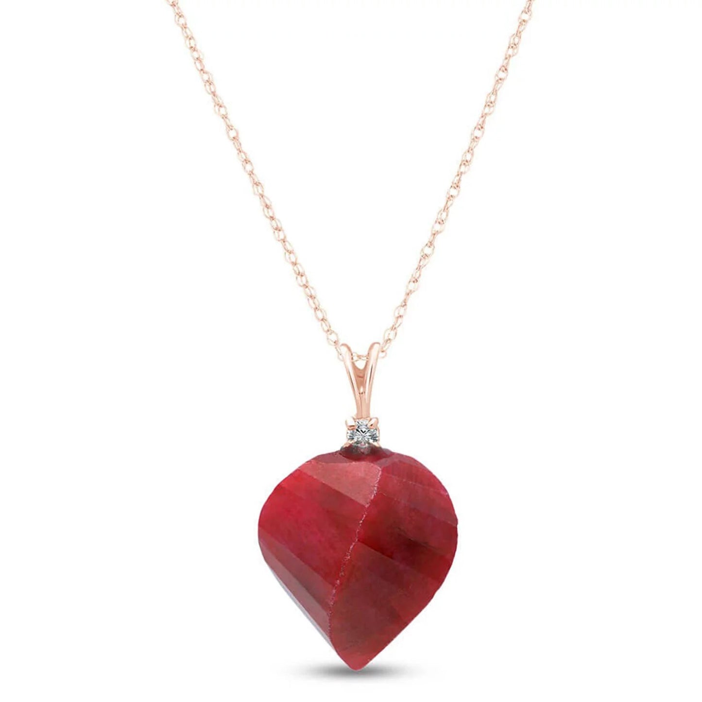 14K 14K Rose Gold Necklace Diamond Twisted Briolette Ruby
