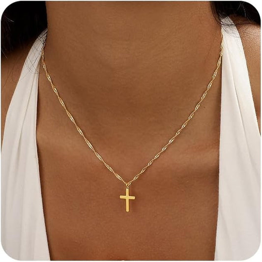 Gold Cross Necklace for Women Layered 14K Gold Plated Chain Cross Necklace Stackble Charm Cute Necklaces for Women Trendy Jewelry Gifts