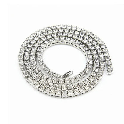 Gold Silver Clear Cz Stones Iced Out Men 1 Row 24inch 30inch Chain Hip Hop Necklace
