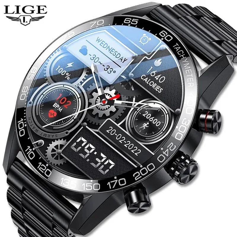 LIGE Newest Bluetooth Call Smart Watches for Men Sports Fitness Tracker Waterproof Smartwatch Large HD Screen Health Bracelet Montre Connecter