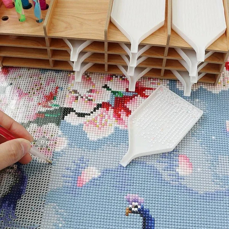 Diamond Painting Tool Tray Point Drill Pen Wood Organizer Holder Detachable Diamond Embroidery Accessories