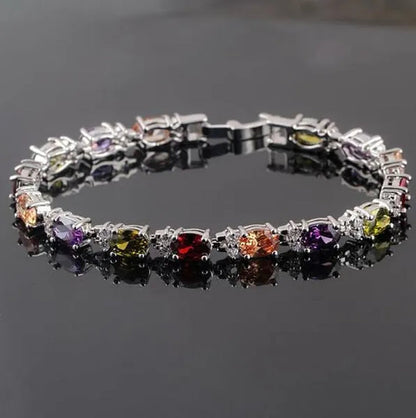 Gem Stone King 925 Sterling Silver Gorgeous Oval and Round Sparkling Cubic Zirconia CZ Tennis Bracelet Jewelry Gift