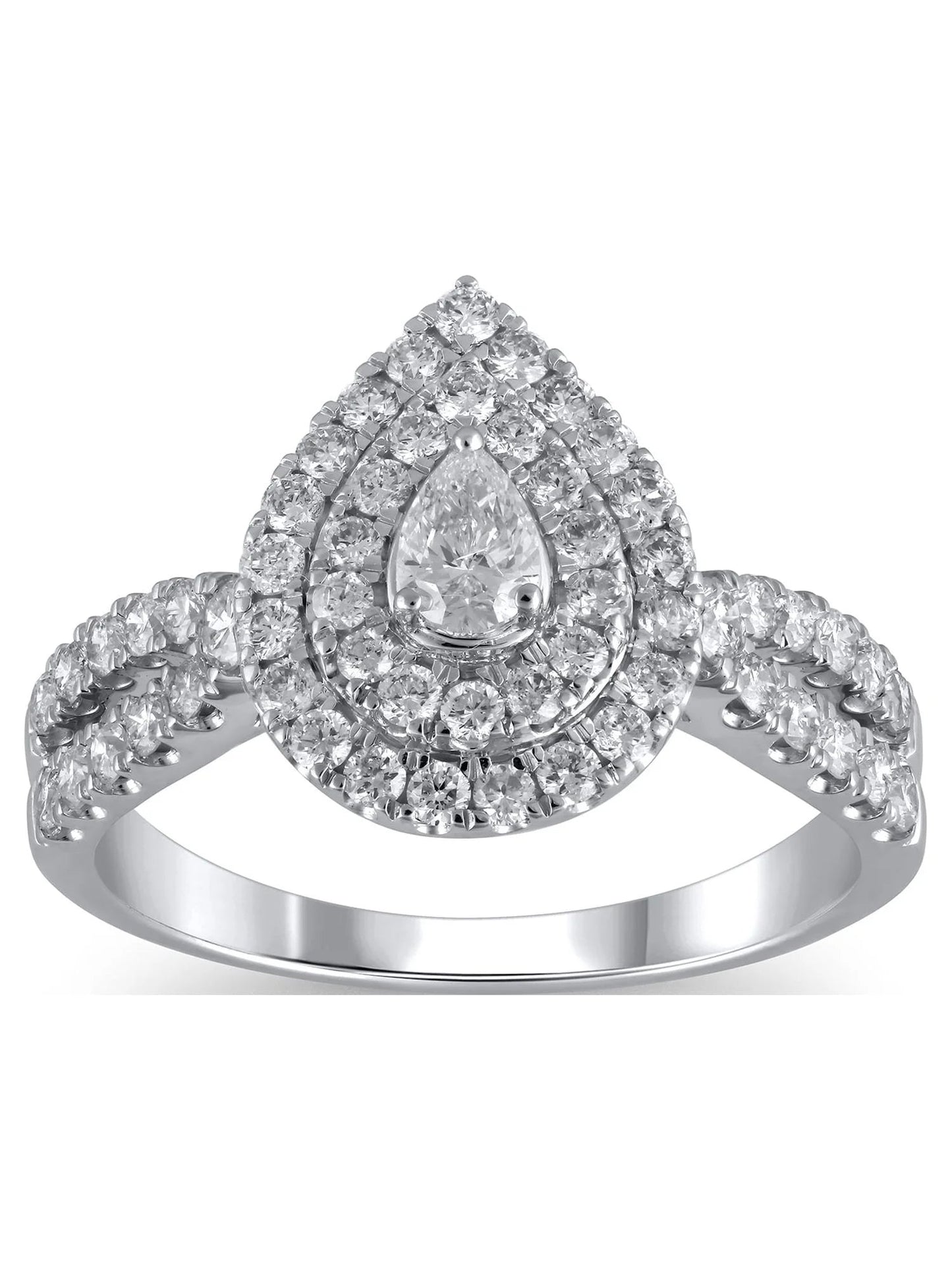 1 Carat T.W. (I2 Clarity, H-I Color)  Pear Cut Diamond Engagement Ring in 10Kt White Gold, Size 7