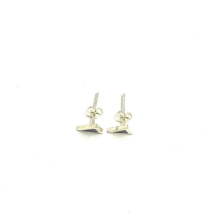 Triangle Lapis Lazuli Mosaic Micro Mosaic Sterling Silver Stud Earrings, Semi Precious Gemstone by Hstudio