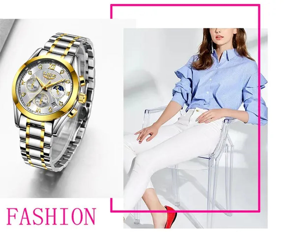 LIGE 2020 New Gold Watch Women Watches Ladies Creative Steel Women's Bracelet Watches Female Waterproof Clock Relogio Feminino