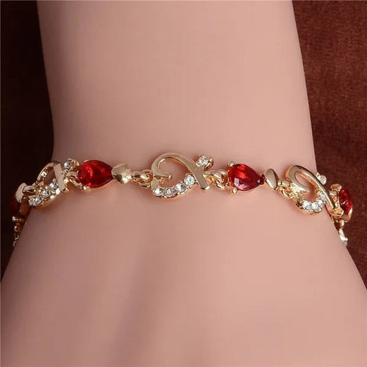 Trendy Women/Lady'S Fashion Crystal Diamond 18K Gold Plated Heart 5 Colors CZ Stones Bracelets & Bangles Jewelry Gifts