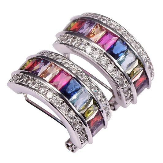 Morganite Pink Sapphire Topaz Garnet Amethyst Ruby Peridot Emerald Aquamarine 925 Sterling Silver Fashion Earrings